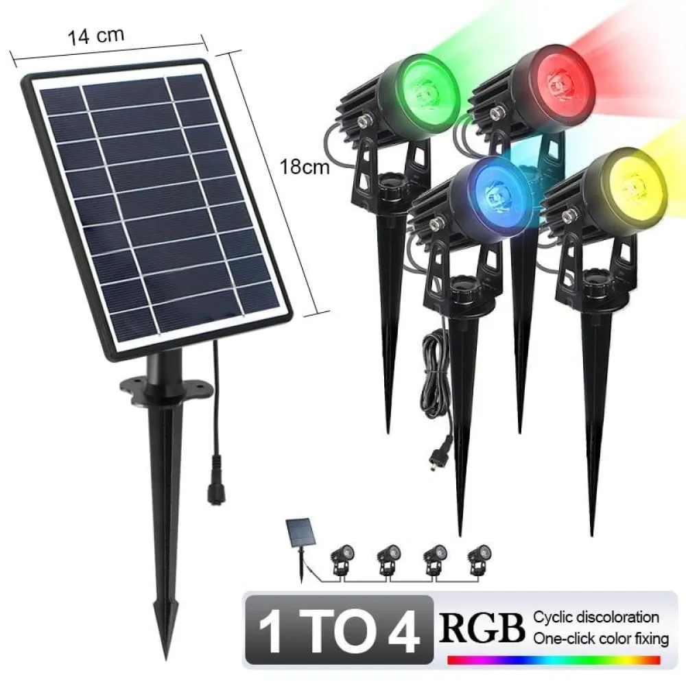 1 to 4 Rgb Outdoor Solar Landscape Light Led Ip65 Waterproof Solar Lamp