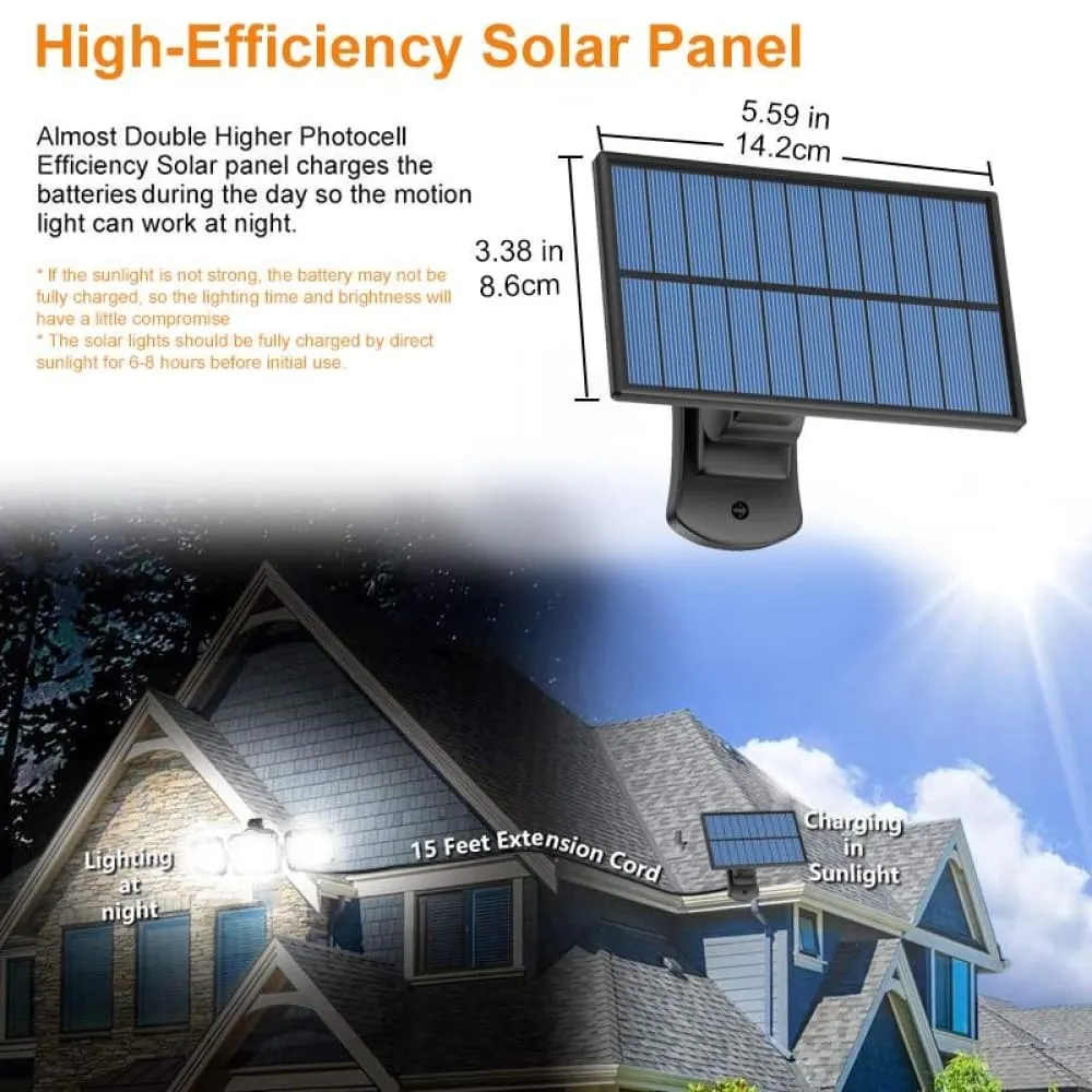 108 122 138 171 Led Solar Lights Outdoor 3 Head Motion Sensor 270 Wide Angle