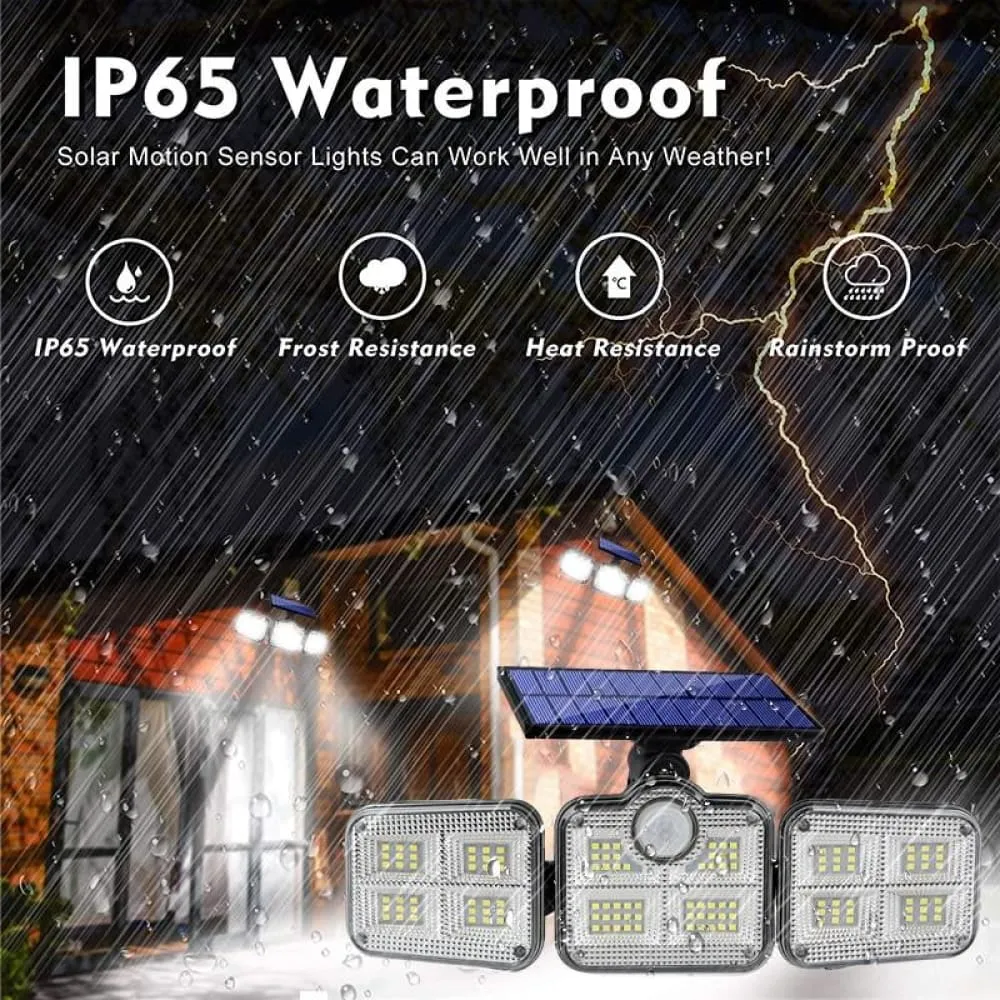 108 122 138 171 Led Solar Lights Outdoor 3 Head Motion Sensor 270 Wide Angle