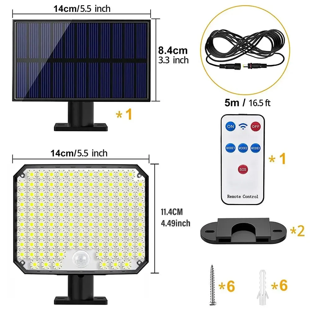 118led Solar Motion Sensor Light Remote Control Ip65 Waterproof for Patio Garage Security