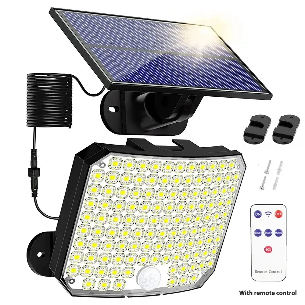 118led Solar Motion Sensor Light Remote Control Ip65 Waterproof for Patio Garage Security