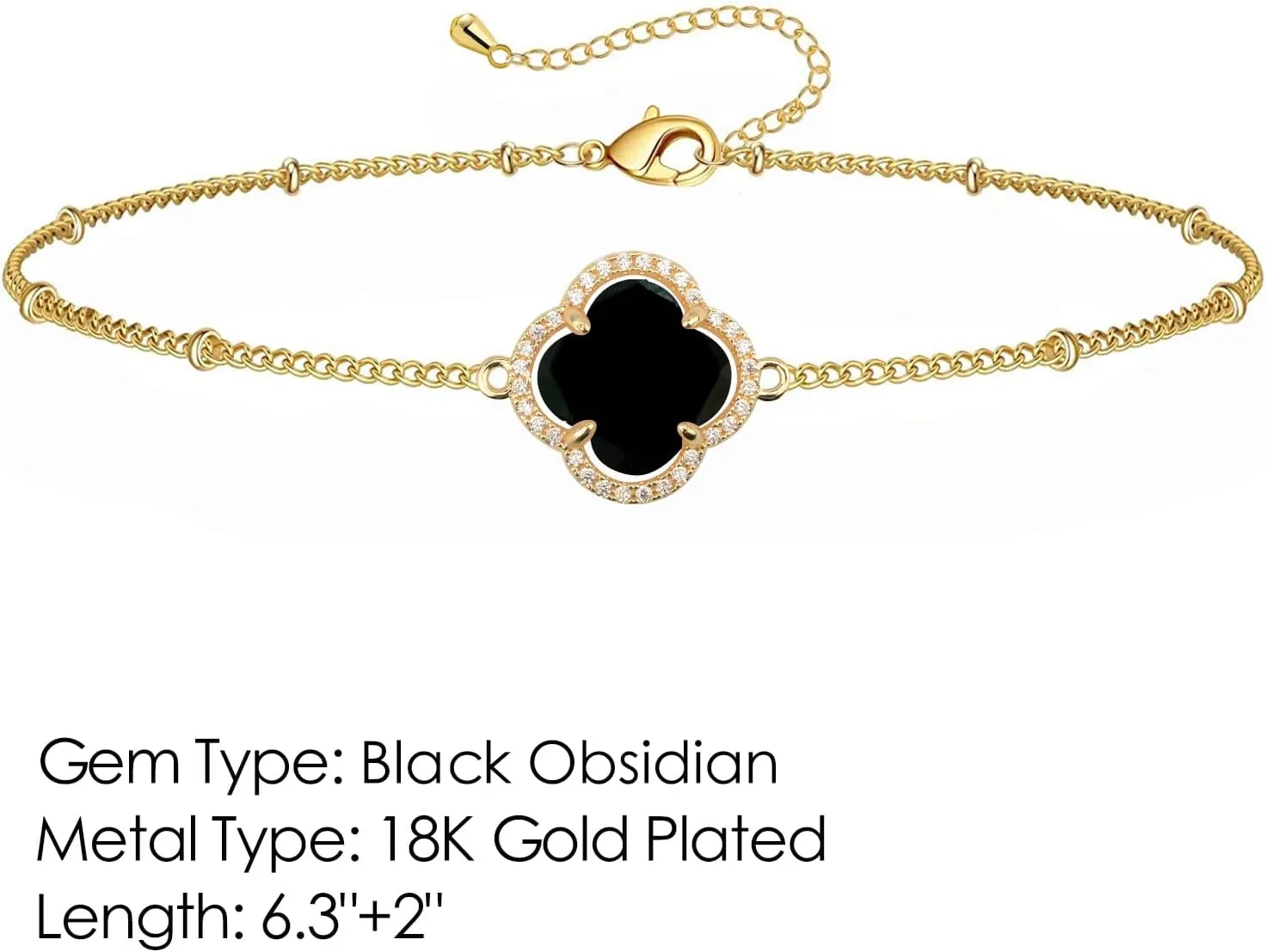 18K Gold Plated Lucky Clover Crystal Adjustable Bracelet for Women Adjustable Simple Fashion Bracelet Birthday Gifts for Women