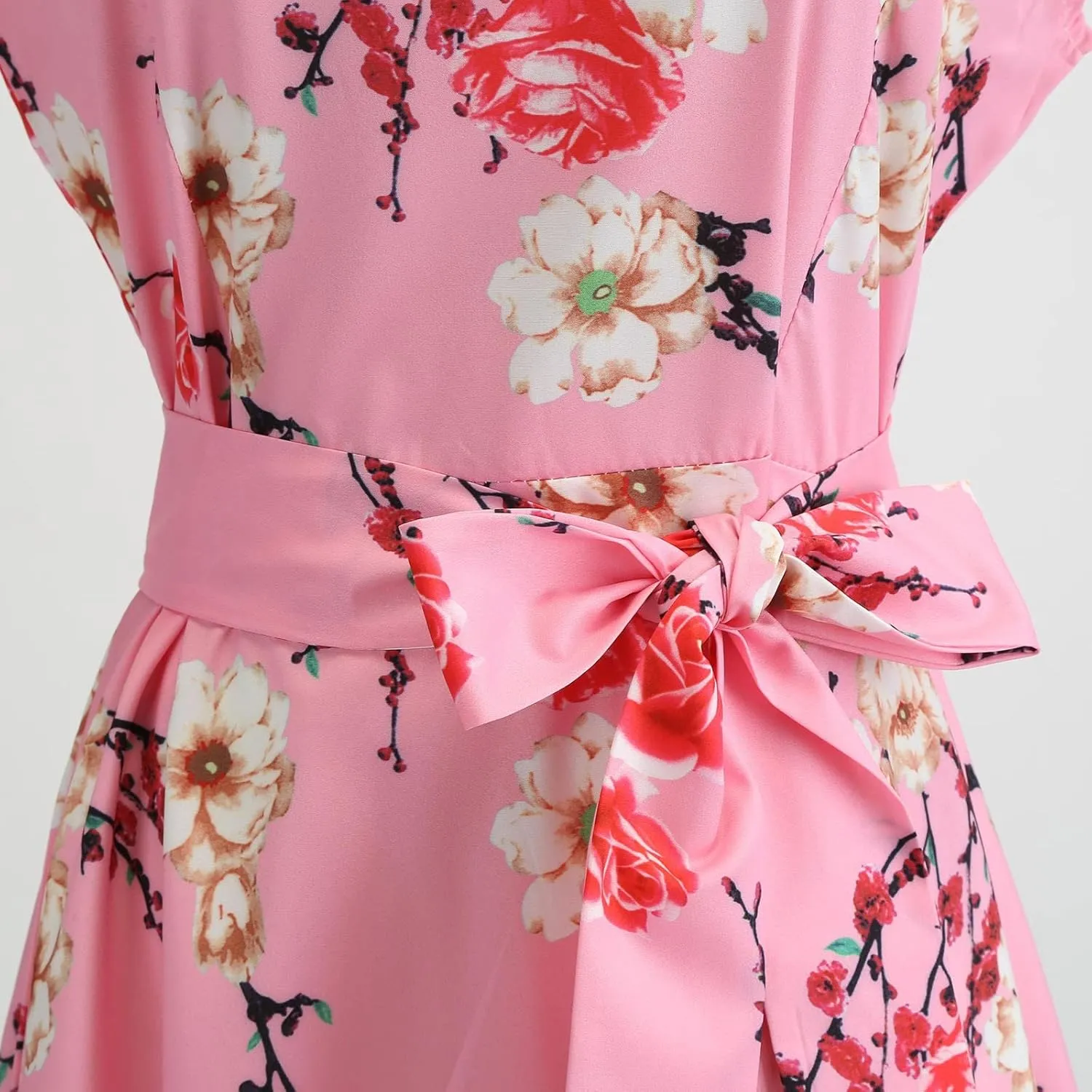 1950s Dresses for Women Vintage 2024 Graphic Cap Sleeve Swing A-Line Midi Dresses Rockabilly Garden Party Dress