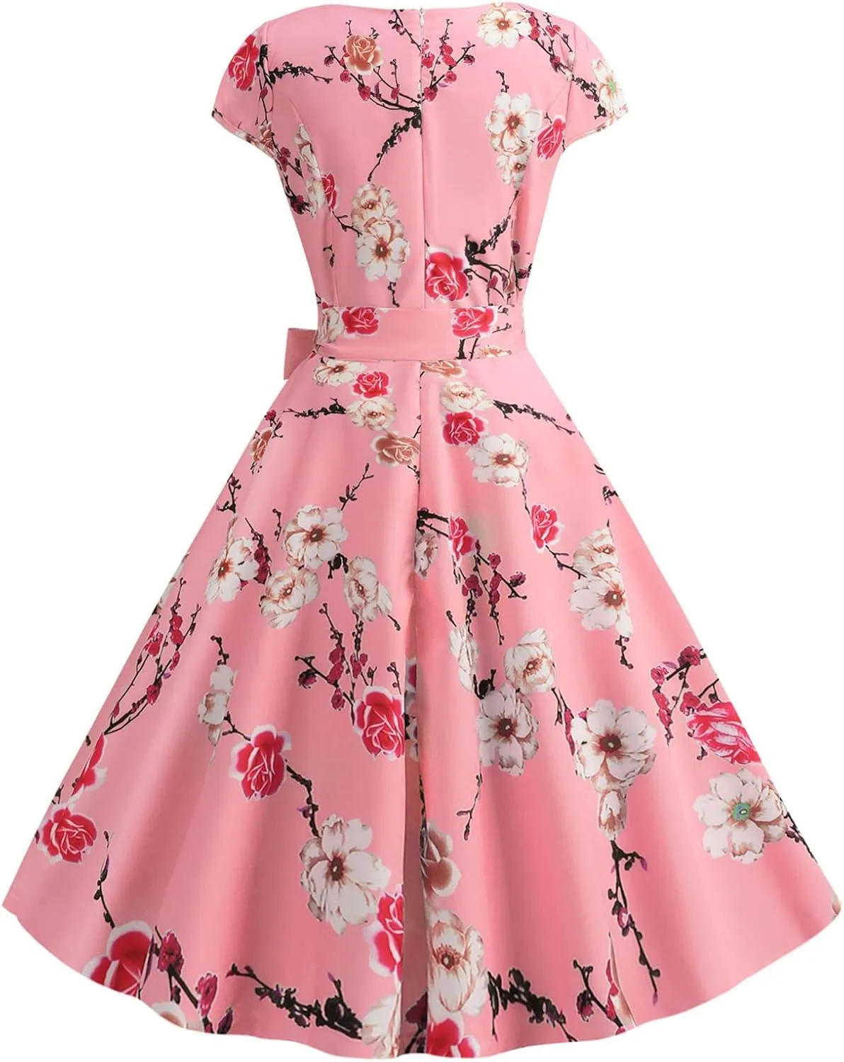 1950s Dresses for Women Vintage 2024 Graphic Cap Sleeve Swing A-Line Midi Dresses Rockabilly Garden Party Dress
