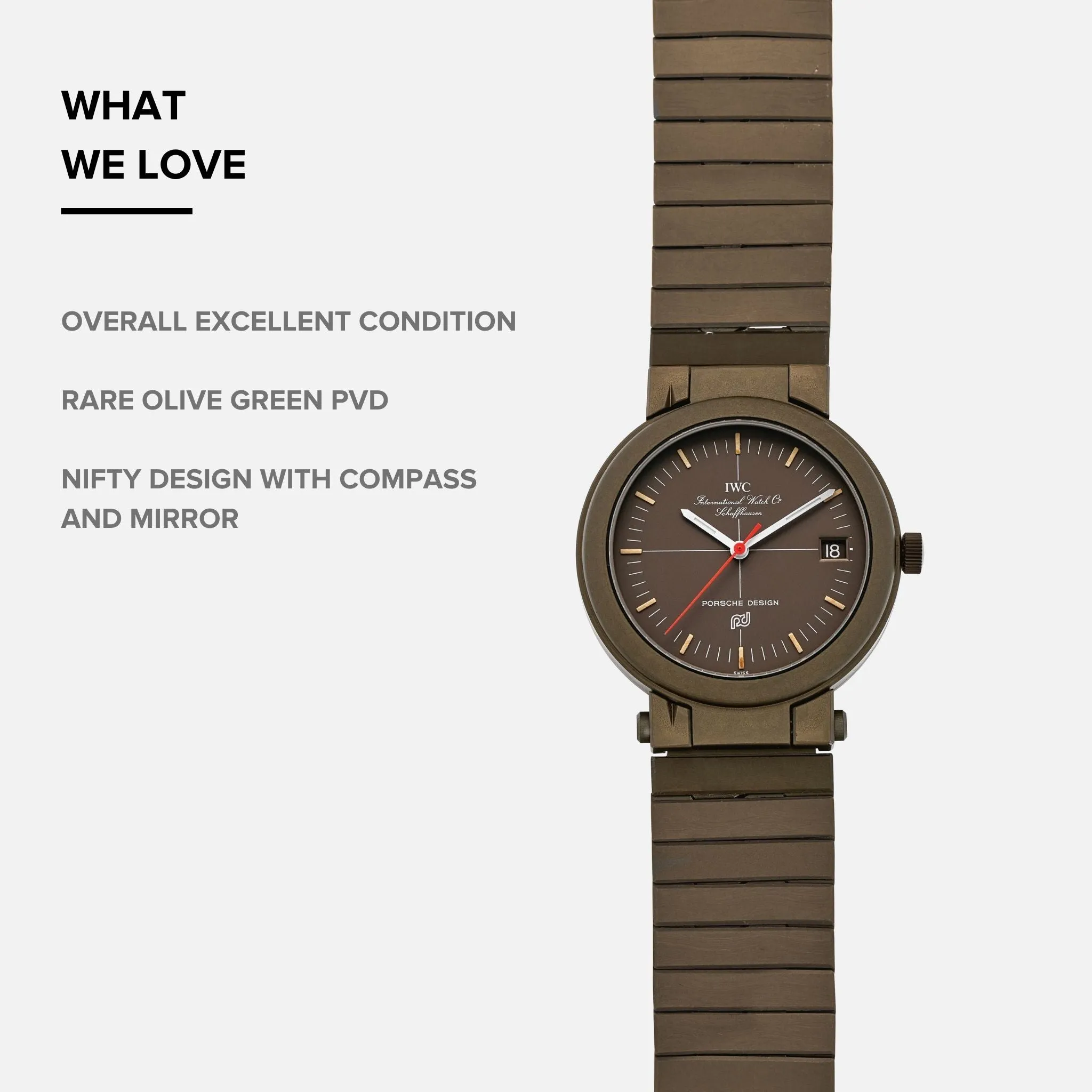 1980s IWC Porsche Design Ref. 3510 Compass Watch In Olive Green