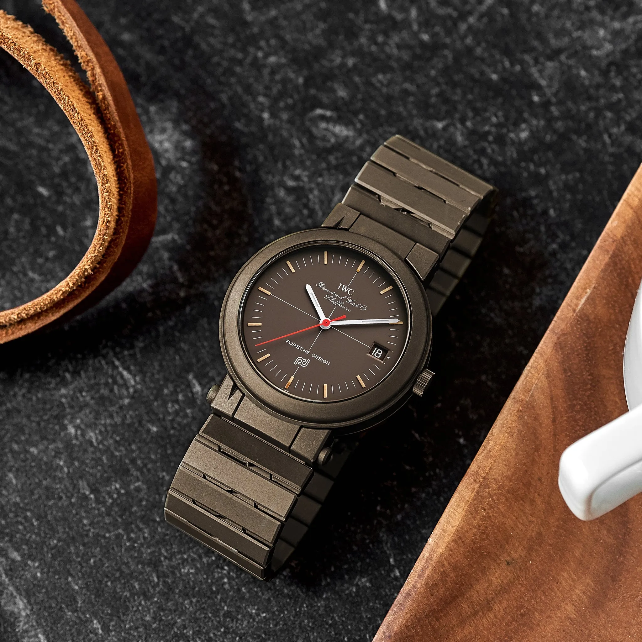 1980s IWC Porsche Design Ref. 3510 Compass Watch In Olive Green