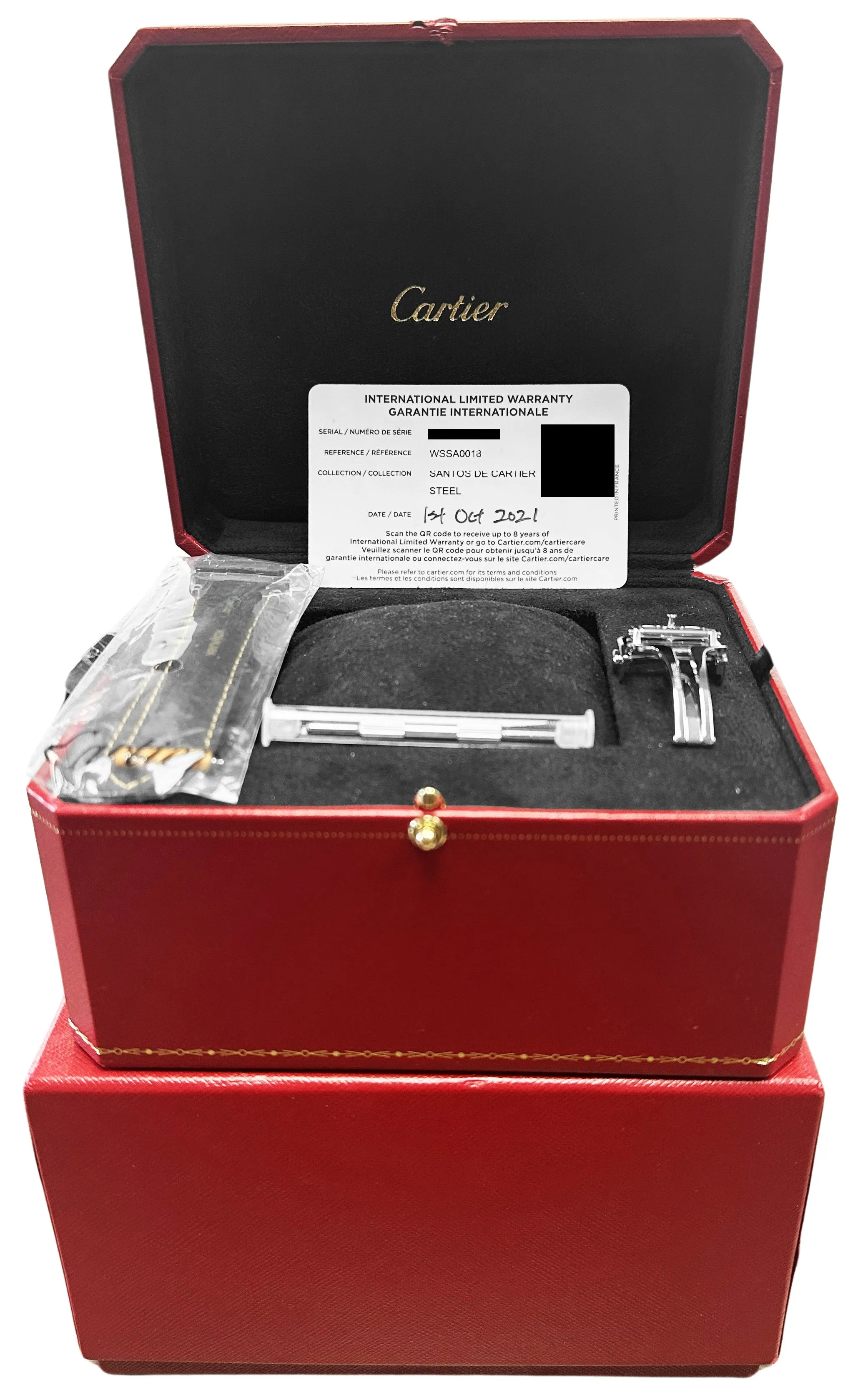 2021 PAPERS Santos De CARTIER Large Steel Ivory Roman 39.8mm WSSA0018 Watch BOX