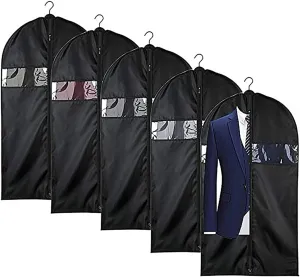 5 Pack Garment Bag Suit Bag for Storage and Travel, Hanging Clothes Bag, Suit Covers on Closet or Travel for Suits, T-shirts and Jackets(60x110cm)