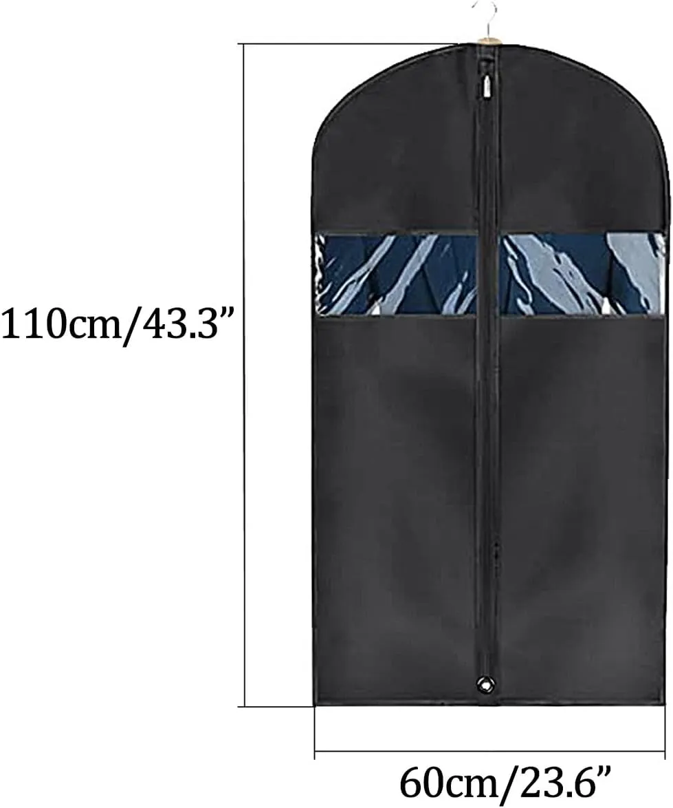 5 Pack Garment Bag Suit Bag for Storage and Travel, Hanging Clothes Bag, Suit Covers on Closet or Travel for Suits, T-shirts and Jackets(60x110cm)