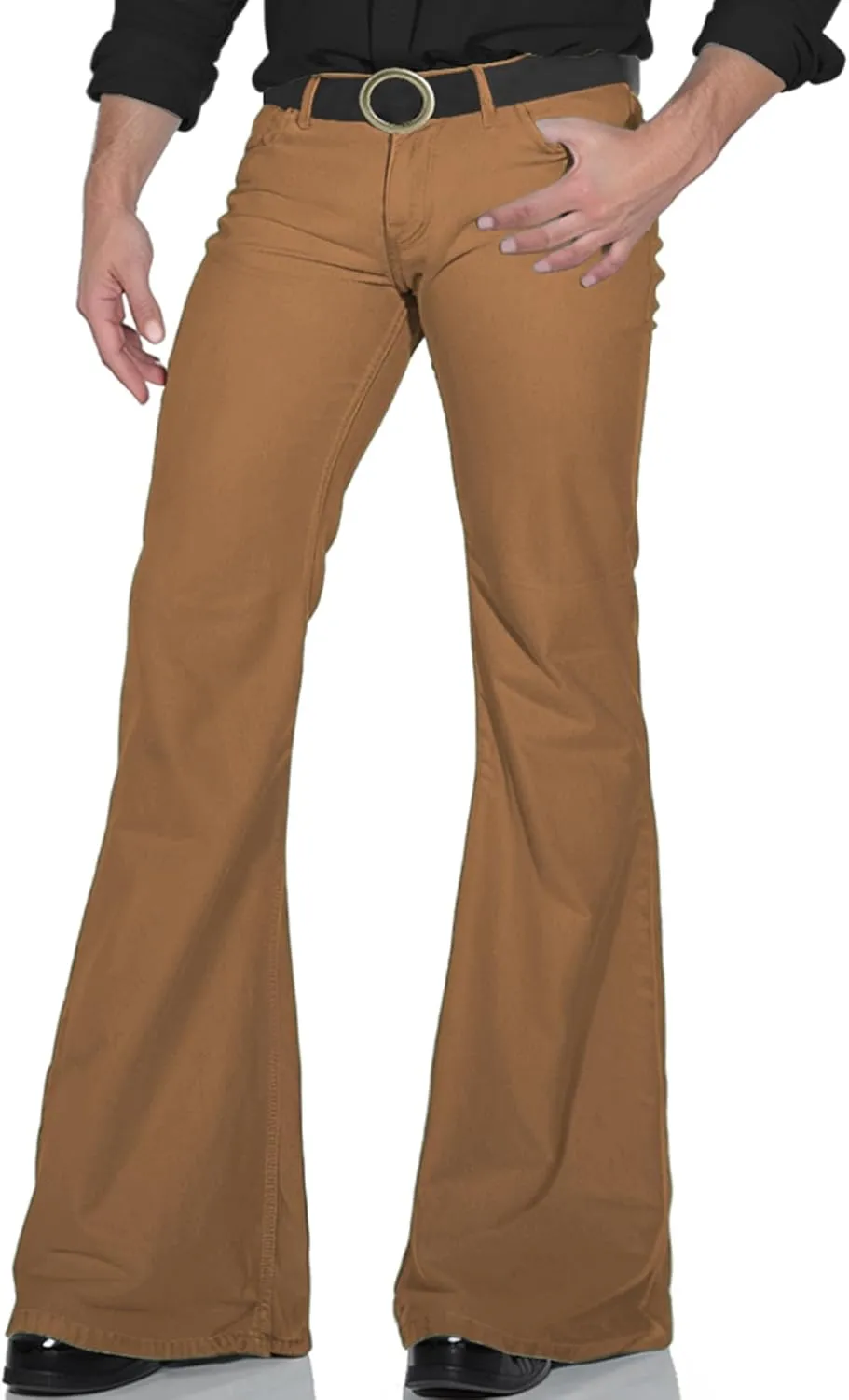 70SFUSION Men's Relaxed Fit Vintage Jeans, Classic 70s Style Bell Bottom Denim Pants