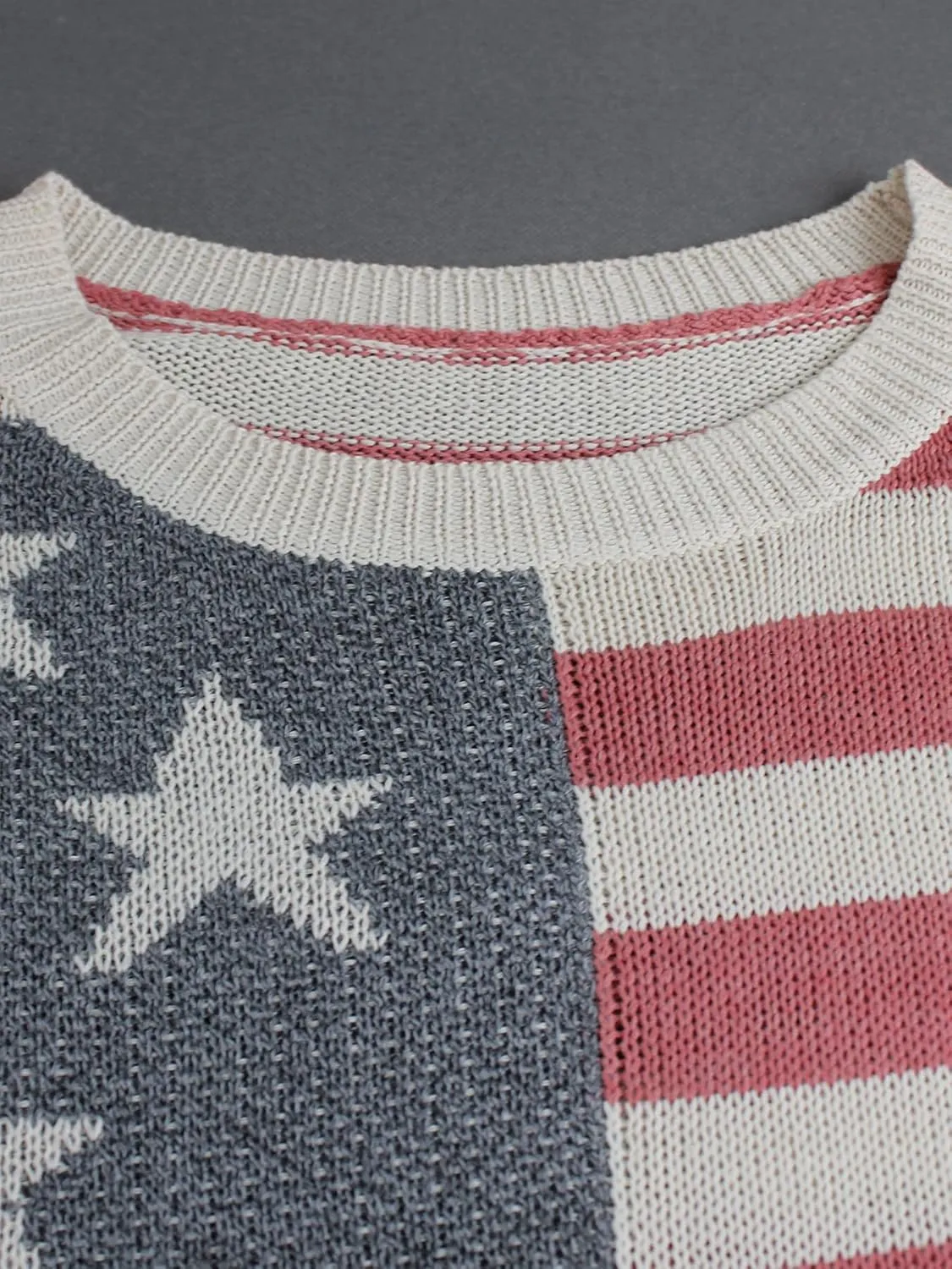 AirPlace American Flag Sweater for Women Off Shoulder Knit Sweatshirt Long Sleeve Pullovers Loose Winter Fall Fashion 2024