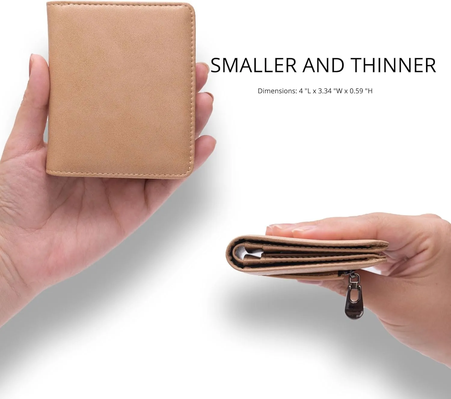 Alldaily Small RFID Wallet for Women Slim Compact Bifold Pocket Ladies Travel Mini Purse (Apricot)