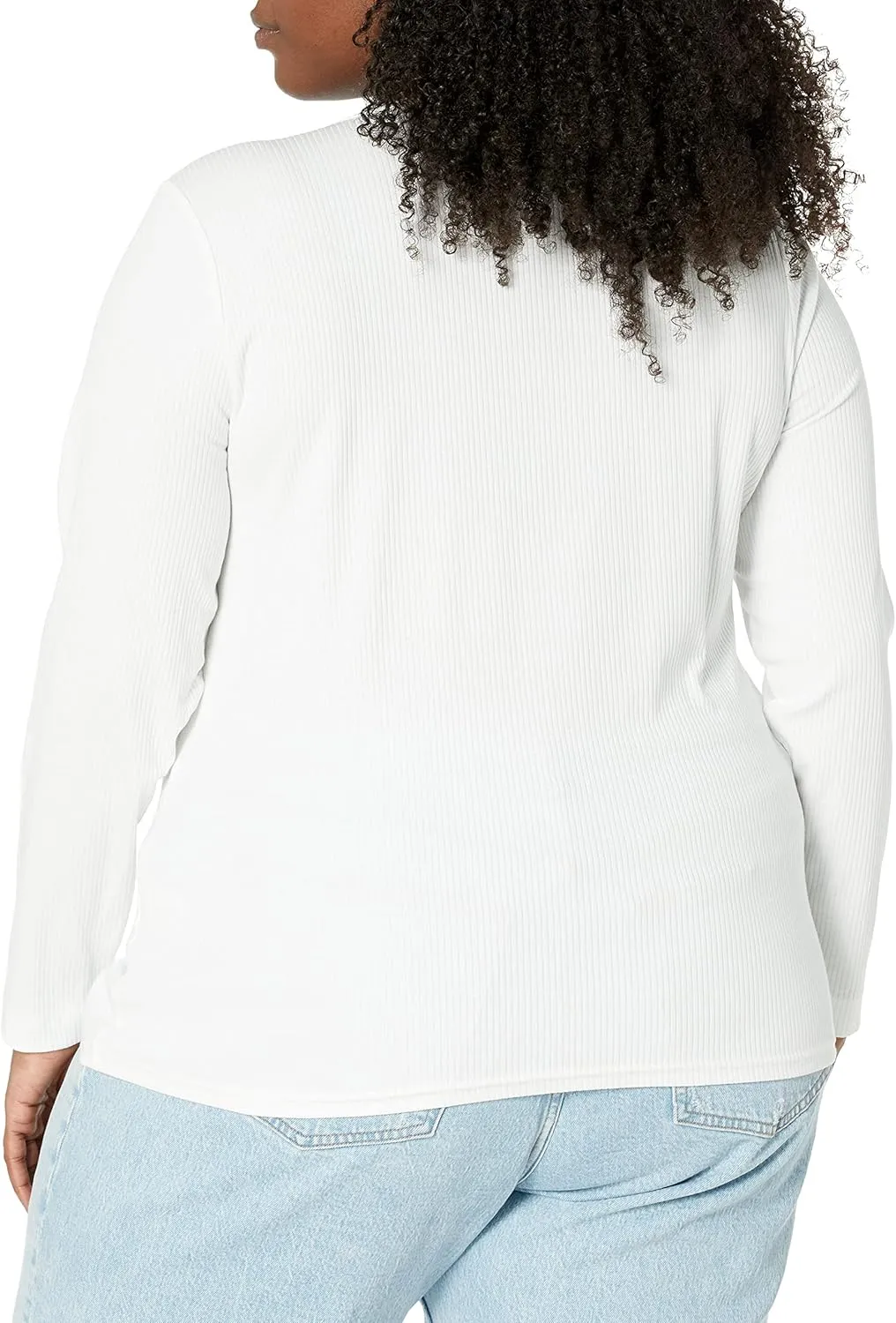 Amazon Essentials Women's Slim-Fit Long Sleeve Rib Knit Crew Neck Top (Available in Plus Size), Pack of 2
