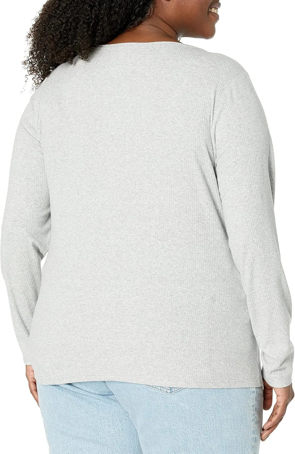 Amazon Essentials Women's Slim-Fit Long Sleeve Rib Knit Crew Neck Top (Available in Plus Size), Pack of 2
