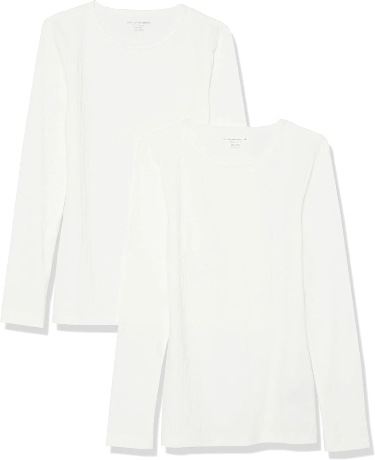 Amazon Essentials Women's Slim-Fit Long Sleeve Rib Knit Crew Neck Top (Available in Plus Size), Pack of 2