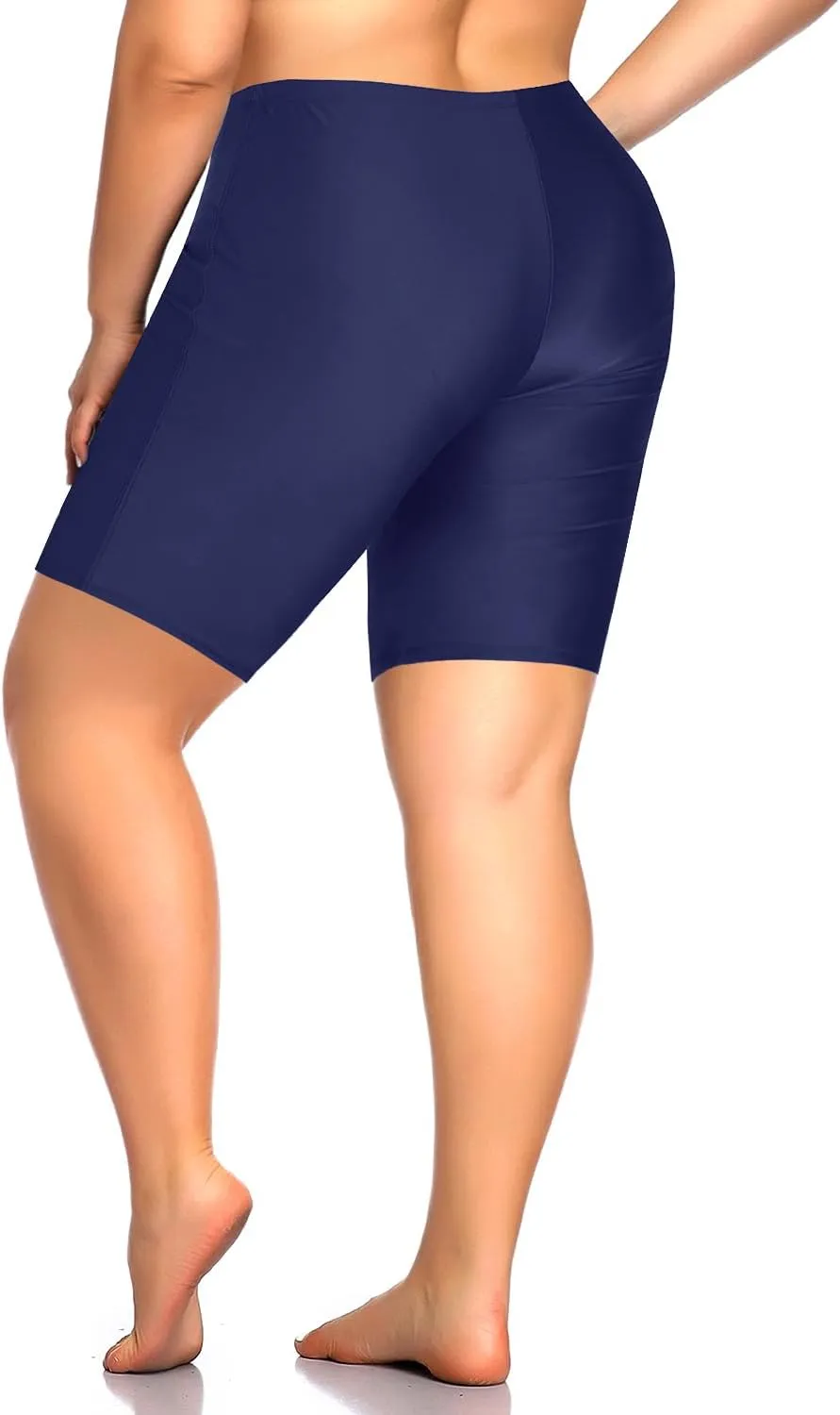 Aqua Eve Plus Size Swim Shorts Women Tummy Control Swimsuit Bottoms High Waisted Bikini Bottom