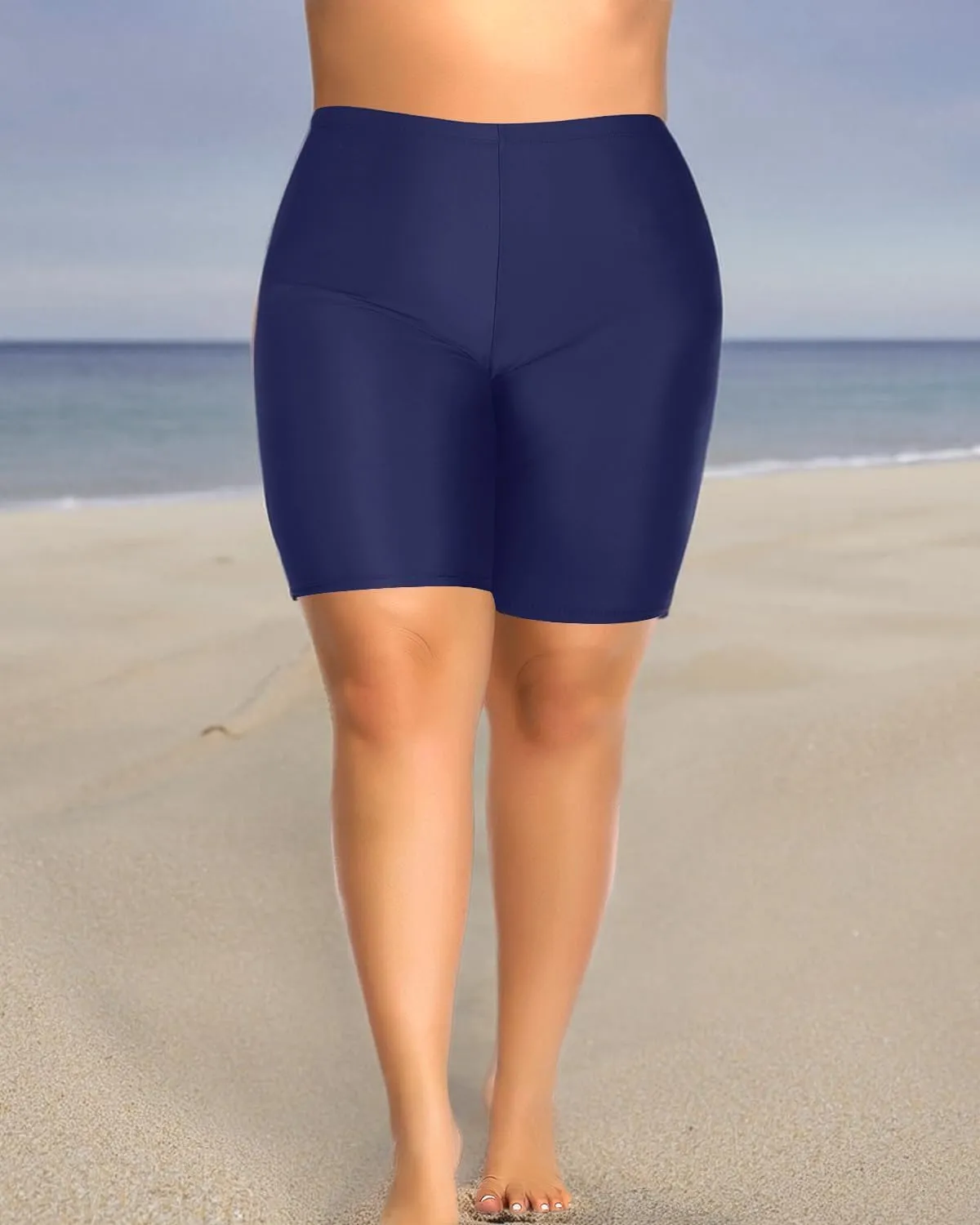 Aqua Eve Plus Size Swim Shorts Women Tummy Control Swimsuit Bottoms High Waisted Bikini Bottom