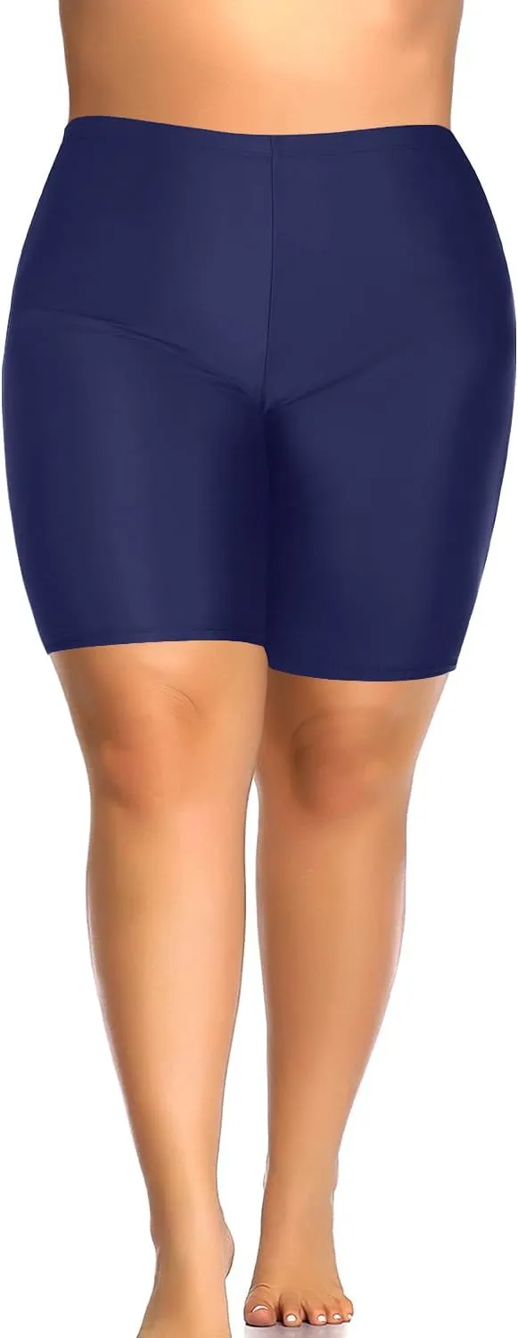 Aqua Eve Plus Size Swim Shorts Women Tummy Control Swimsuit Bottoms High Waisted Bikini Bottom