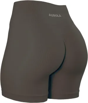 AUROLA Power Workout Shorts for Women Tummy Control Squat Proof Ribbed Thick Seamless Scrunch Active Short
