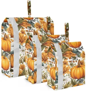 Autumn Pumpkins Flowers Packing Cubes for Travel 3 Set Travel Compression Bags Suitcase Organizer for Travel Essentials