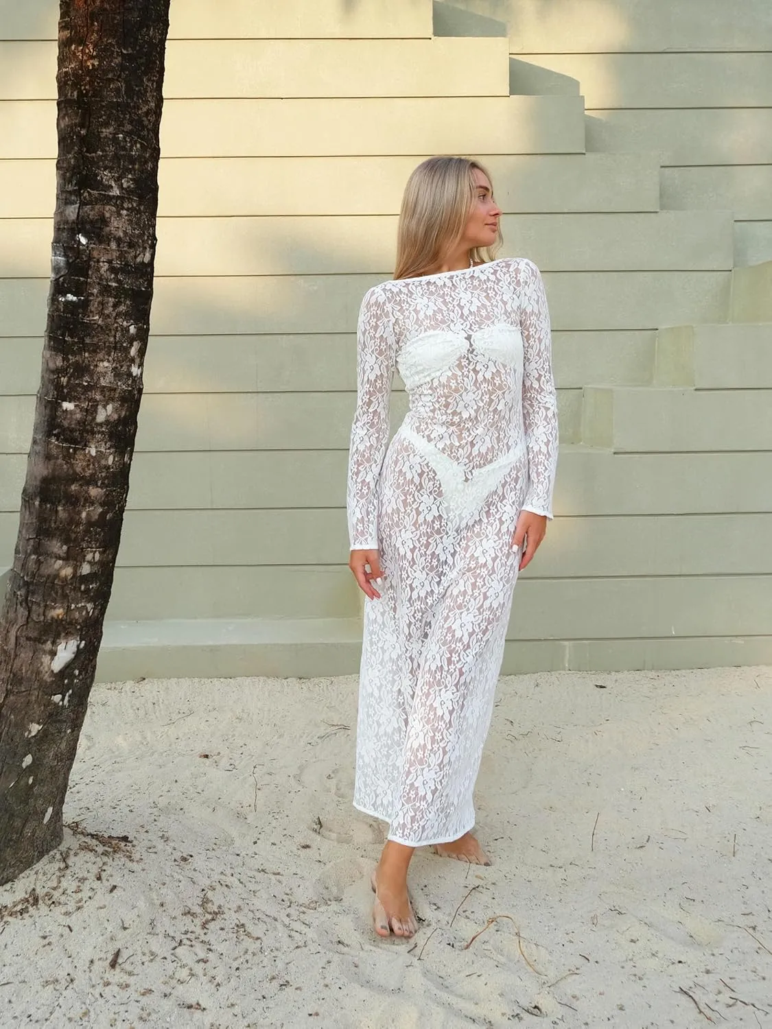 Beach Dress Swimsuit Sexy Lace Dress Casual Beach Sundress Summer Bathing Suit Cover up Women Vacation Dresses Bikini