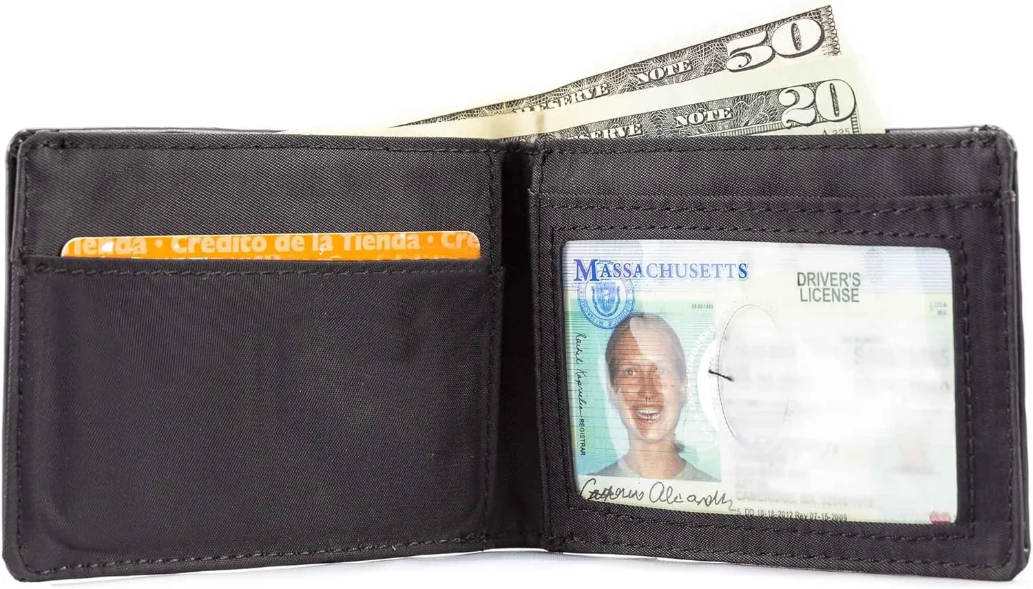 Big Skinny Men's Compact Sports Leather Bi-Fold Slim Wallet, Holds Up to 20 Cards