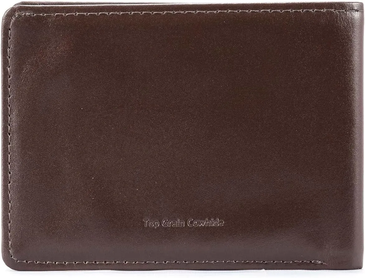 Big Skinny Men's Compact Sports Leather Bi-Fold Slim Wallet, Holds Up to 20 Cards