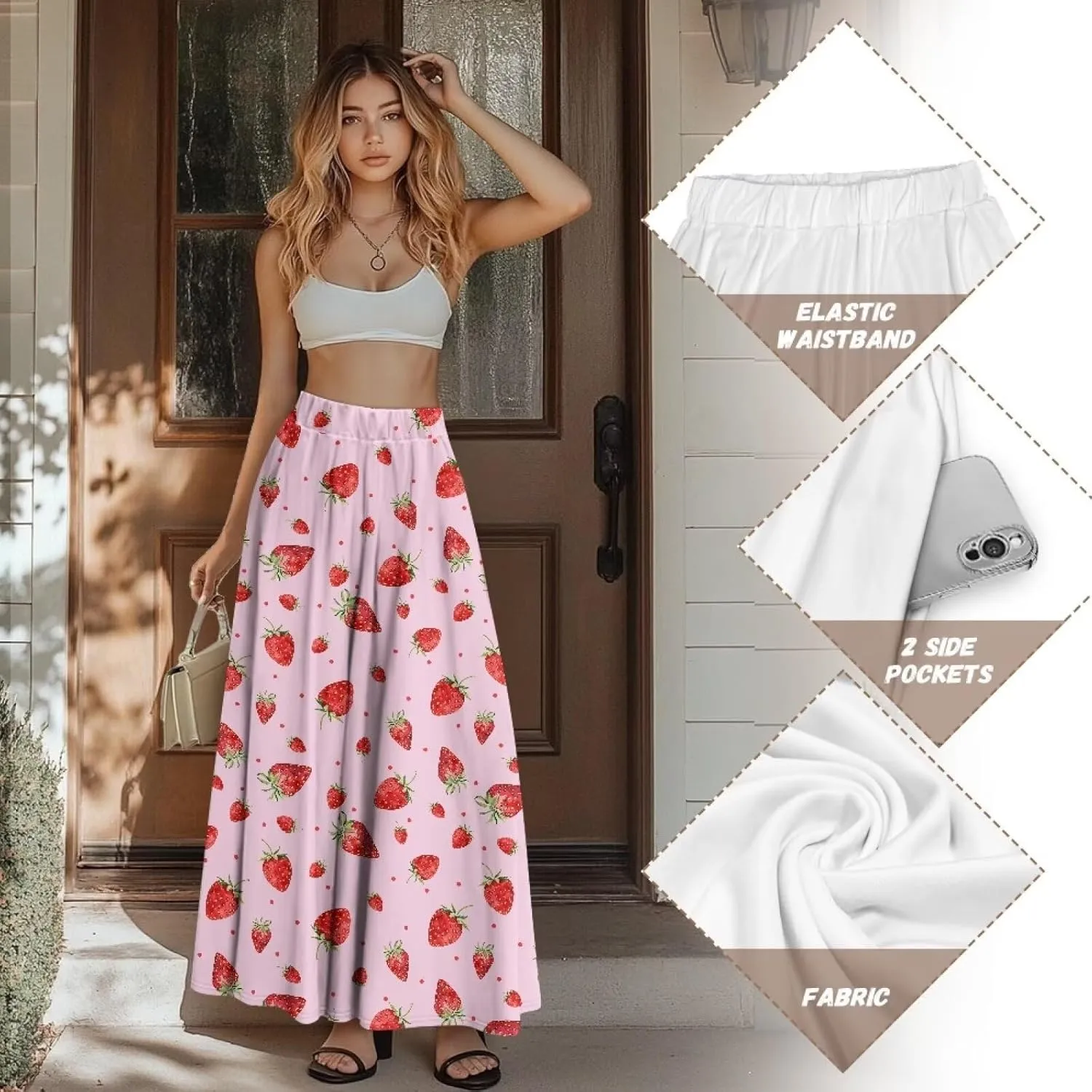 Biyejit Womens Skirt Midi Long Skirts High Waisted A Line Skirts Fall Skirts for Women Plus Size Swing Dress