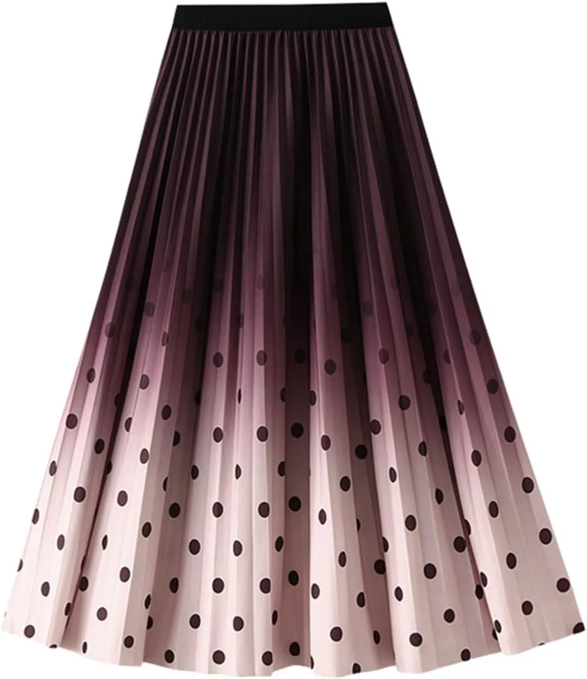 Black Skirt for Women Women's High Waisted Slim Gradient Pleated A Line Skirt Fashion Polka Dot Print Midi Skirt