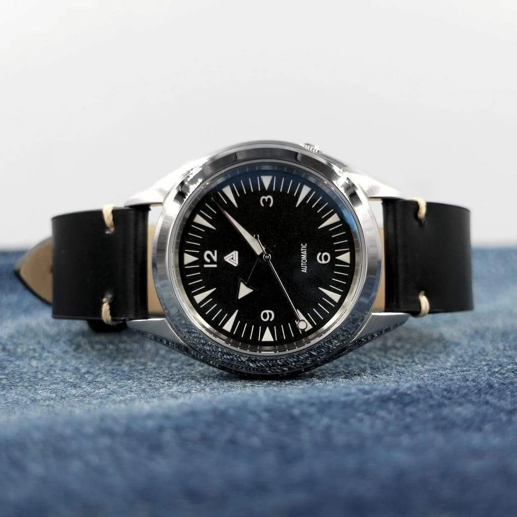 Black Vintage Italian Calf Leather Watch Strap