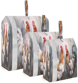 Black White Rooster Packing Cubes for Travel 3 Set Travel Bags Organizer Luggage Organizers for Travel Compression