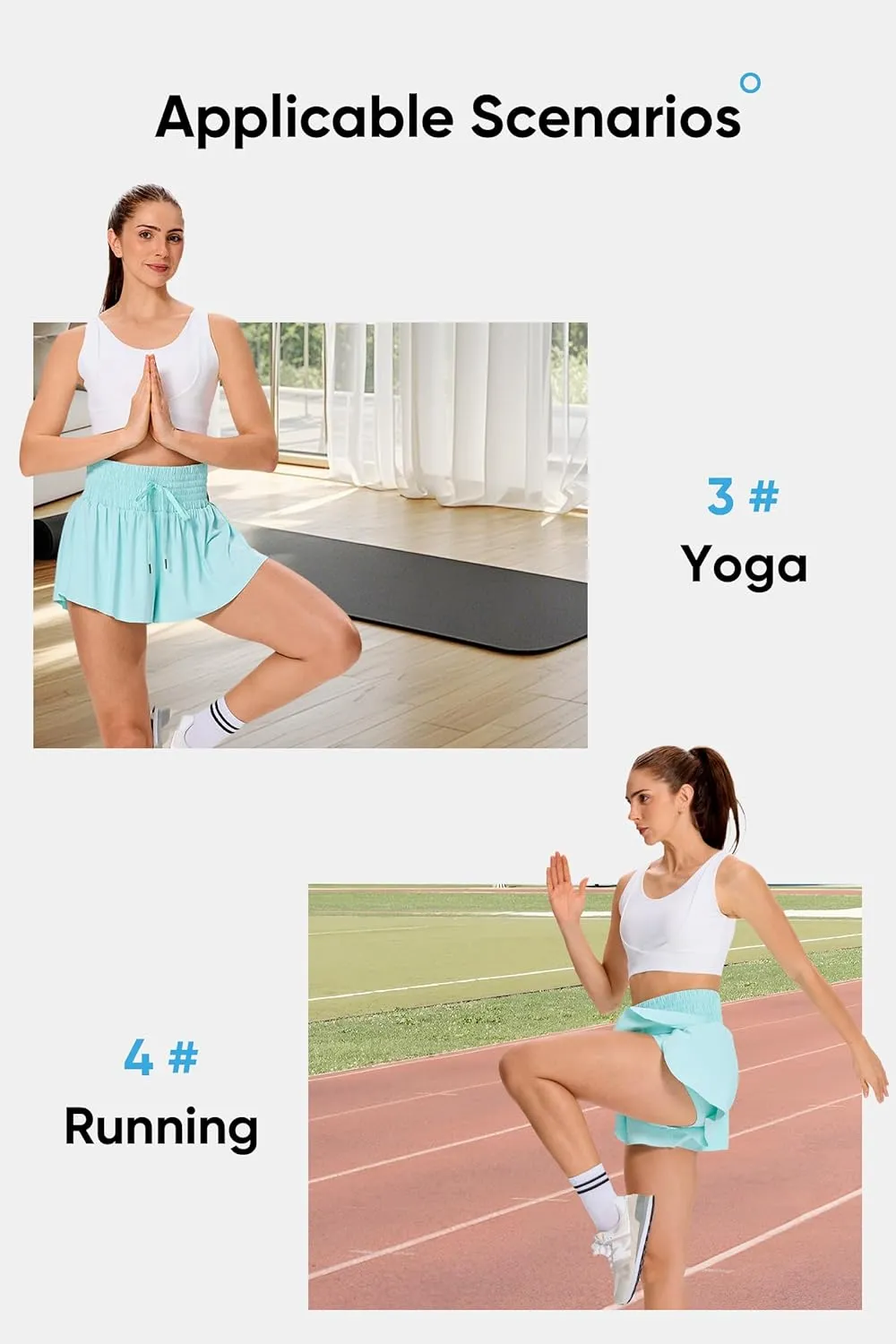 Blaosn Flowy Athletic Shorts for Women Workout Running Gym Yoga High Waist Skort Sweat Skirt Cute Clothes Summer Outfits