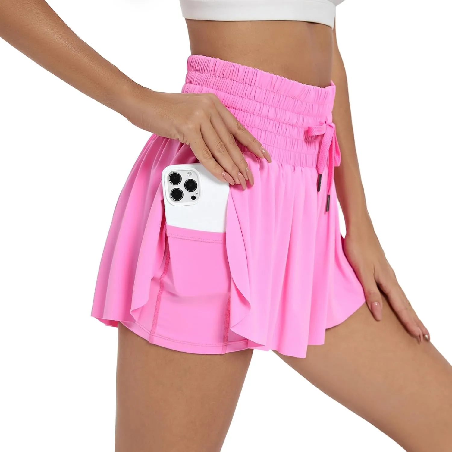 Blaosn Flowy Athletic Shorts for Women Workout Running Gym Yoga High Waist Skort Sweat Skirt Cute Clothes Summer Outfits