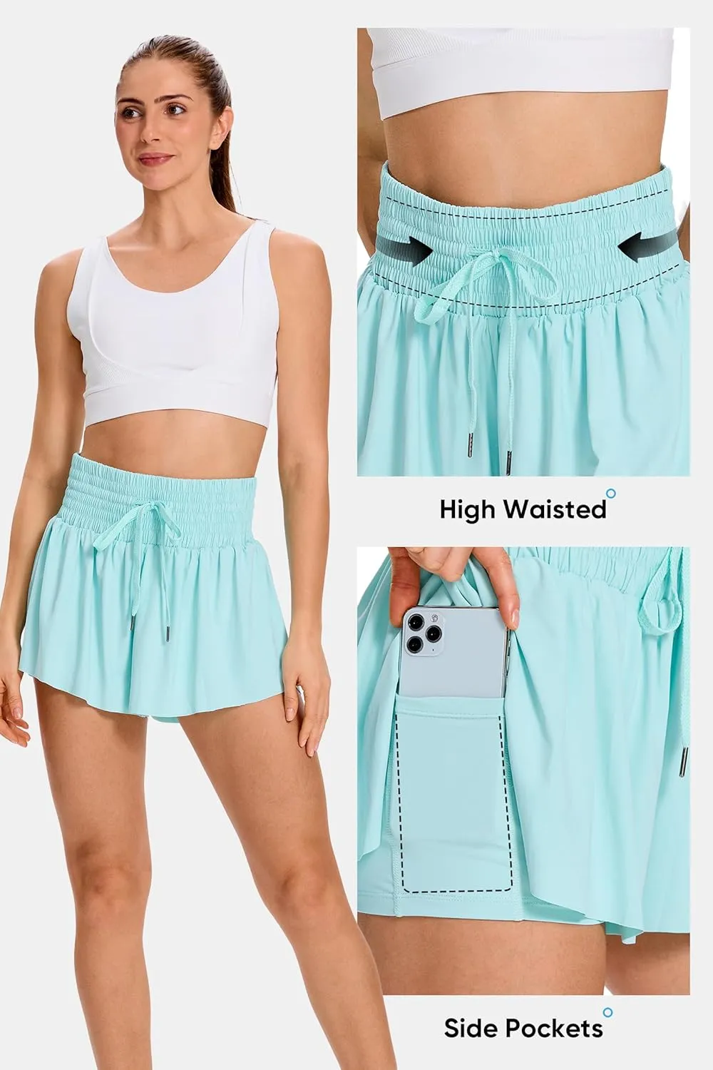 Blaosn Flowy Athletic Shorts for Women Workout Running Gym Yoga High Waist Skort Sweat Skirt Cute Clothes Summer Outfits