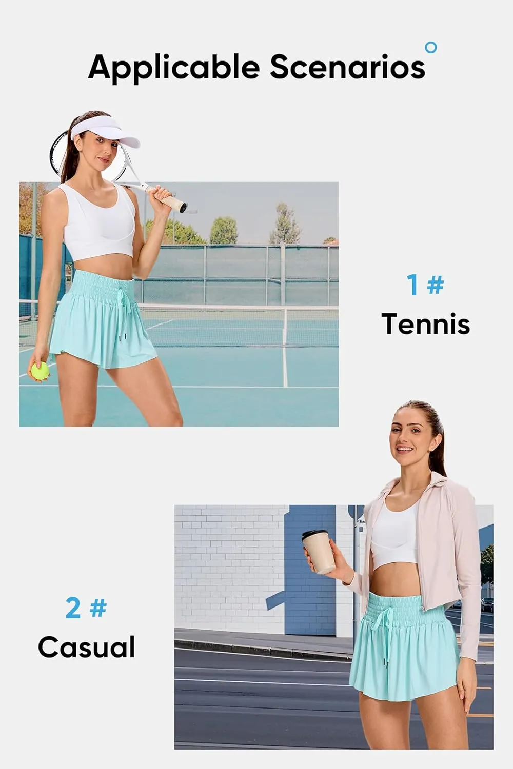 Blaosn Flowy Athletic Shorts for Women Workout Running Gym Yoga High Waist Skort Sweat Skirt Cute Clothes Summer Outfits