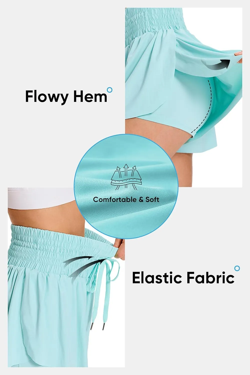 Blaosn Flowy Athletic Shorts for Women Workout Running Gym Yoga High Waist Skort Sweat Skirt Cute Clothes Summer Outfits