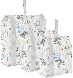 Blue Flowers Packing Cubes for Travel 3 Set Compression Cubes Suitcase Organizer Bags Set for Woman Man