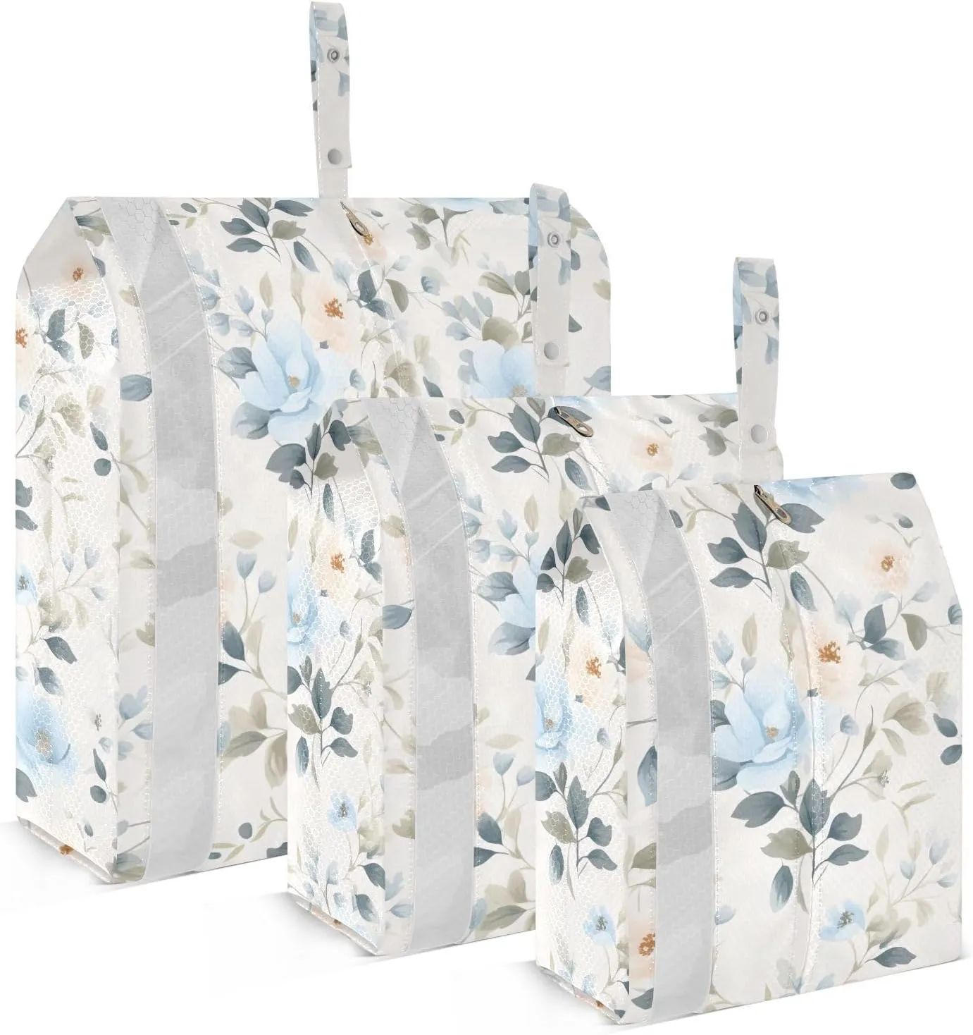 Blue Flowers Packing Cubes for Travel 3 Set Compression Cubes Suitcase Organizer Bags Set for Woman Man