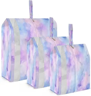 Blue Pink Tie Dye Packing Cubes for Travel 3 Set Large Packing Cubes Luggage Bags Organizer for Organization