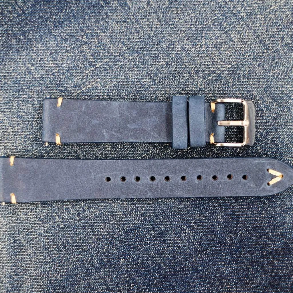 Blue Vintage Italian Calf Leather Watch Strap
