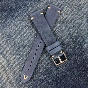 Blue Vintage Italian Calf Leather Watch Strap
