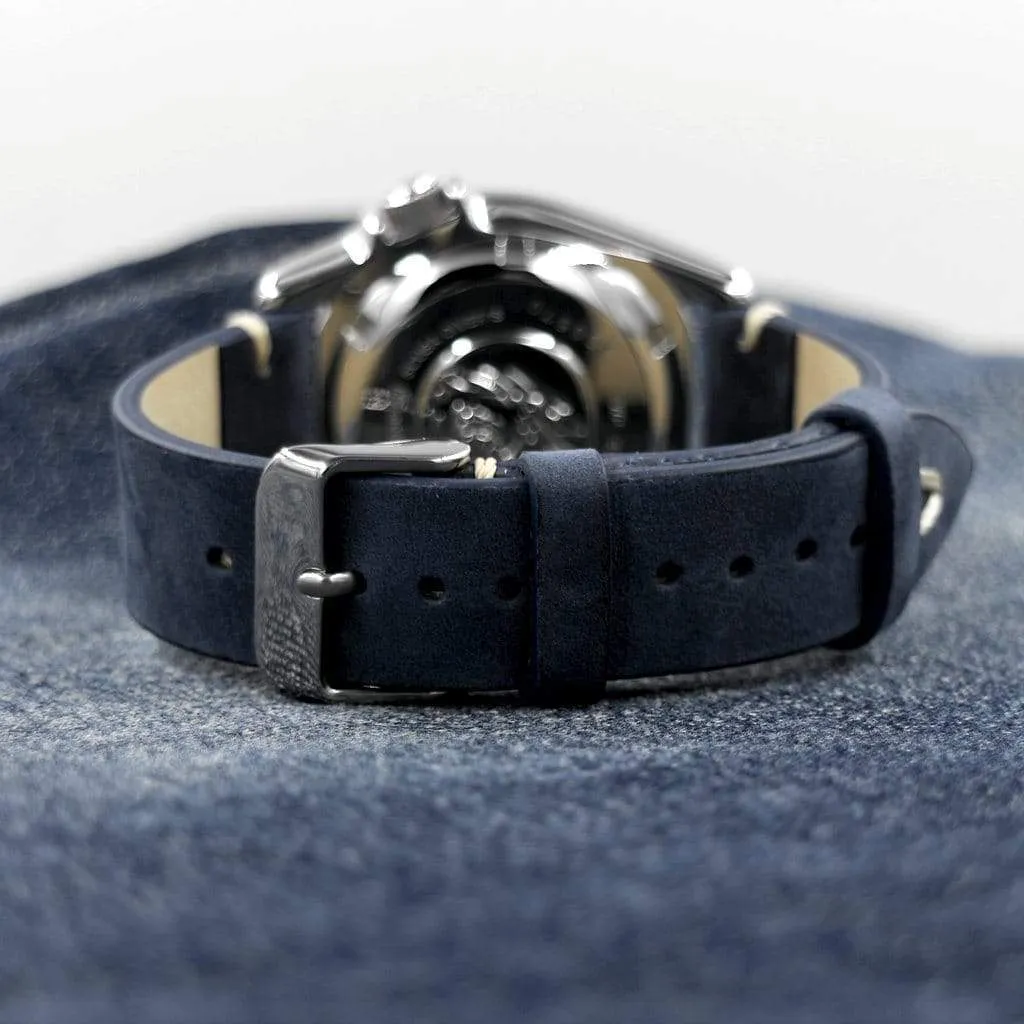 Blue Vintage Italian Calf Leather Watch Strap