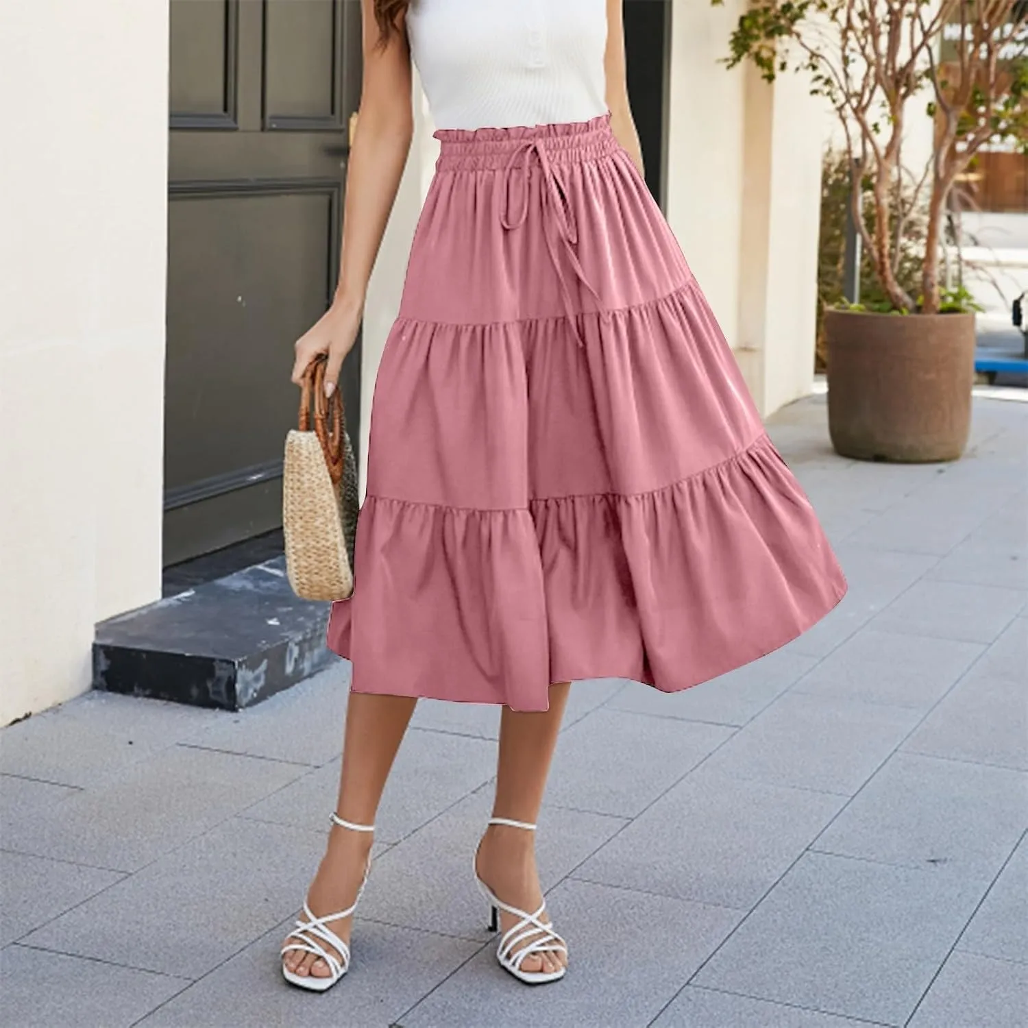 Boho Skirts for Women Midi Length Maxi Spring Flowy Boho Comfy Tiered Western Maxi Skirt Boho
