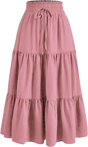 Boho Skirts for Women Midi Length Maxi Spring Flowy Boho Comfy Tiered Western Maxi Skirt Boho