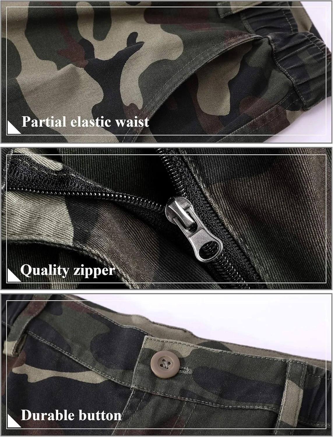 BOJIN Men's Cargo Pants Casual Military Army Camo Relaxed Fit Cotton Combat Camouflage Cargo Work Pants with 8 Pockets