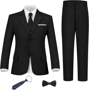Boys Suit Set Slim Fit Kids Formal Suits Toddler Tuxedo Wedding Prom Classic Suits for Boy Teen Black Blue Dress Outfit
