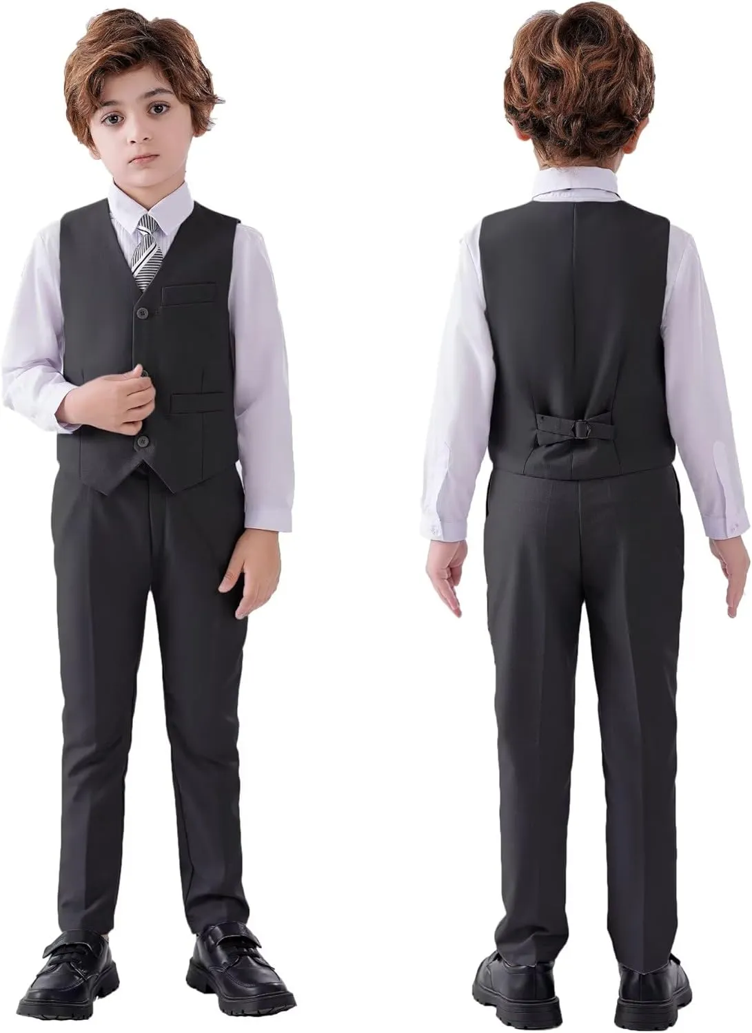 Boys Suit Set Slim Fit Kids Formal Suits Toddler Tuxedo Wedding Prom Classic Suits for Boy Teen Black Blue Dress Outfit