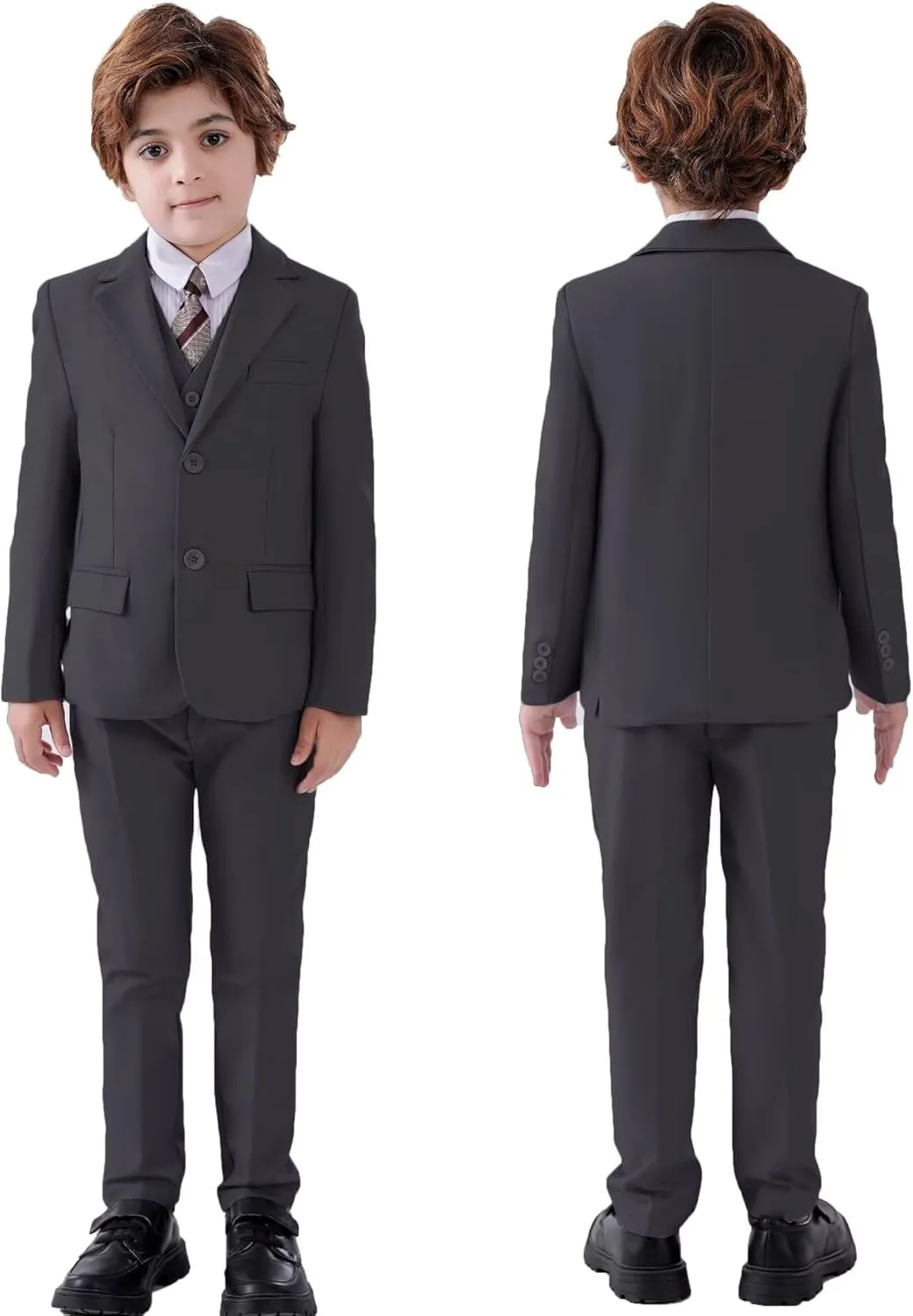 Boys Suit Set Slim Fit Kids Formal Suits Toddler Tuxedo Wedding Prom Classic Suits for Boy Teen Black Blue Dress Outfit