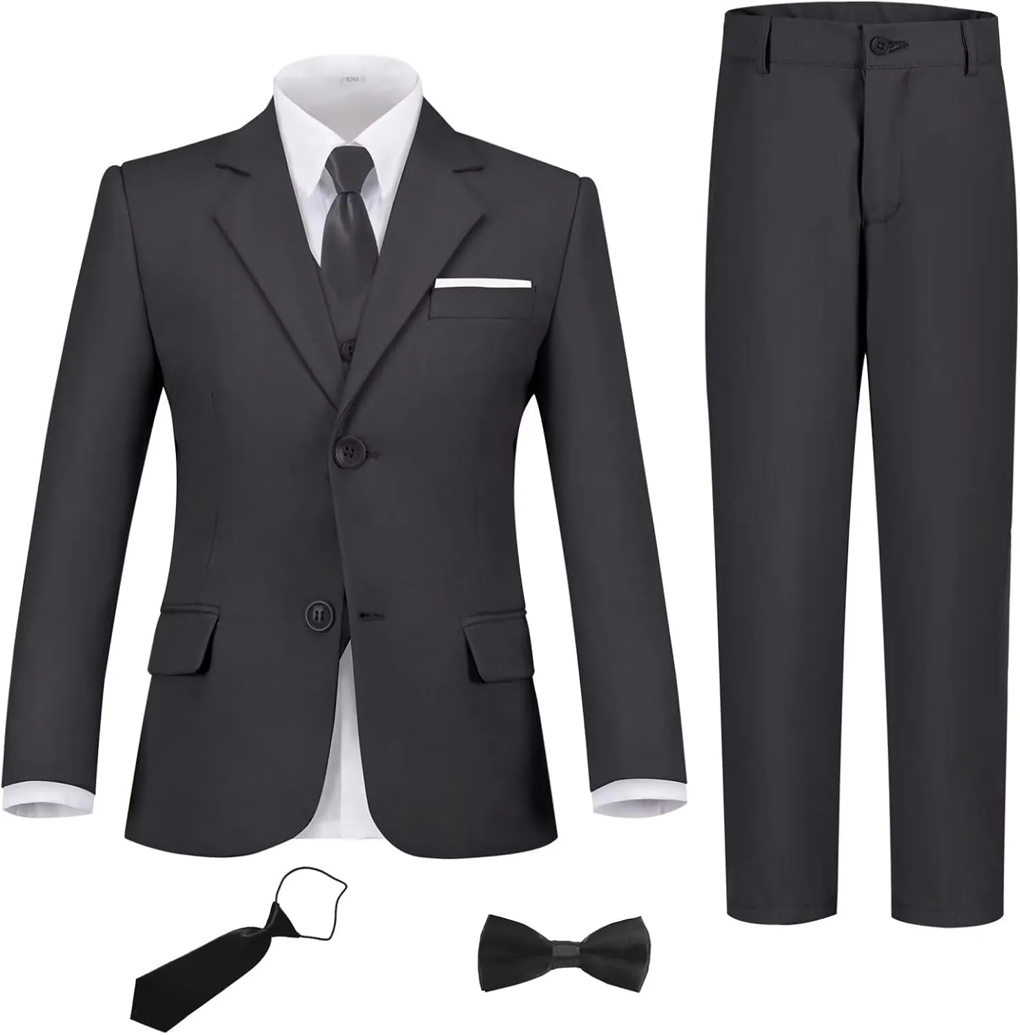 Boys Suit Set Slim Fit Kids Formal Suits Toddler Tuxedo Wedding Prom Classic Suits for Boy Teen Black Blue Dress Outfit
