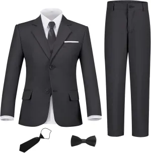 Boys Suit Set Slim Fit Kids Formal Suits Toddler Tuxedo Wedding Prom Classic Suits for Boy Teen Black Blue Dress Outfit